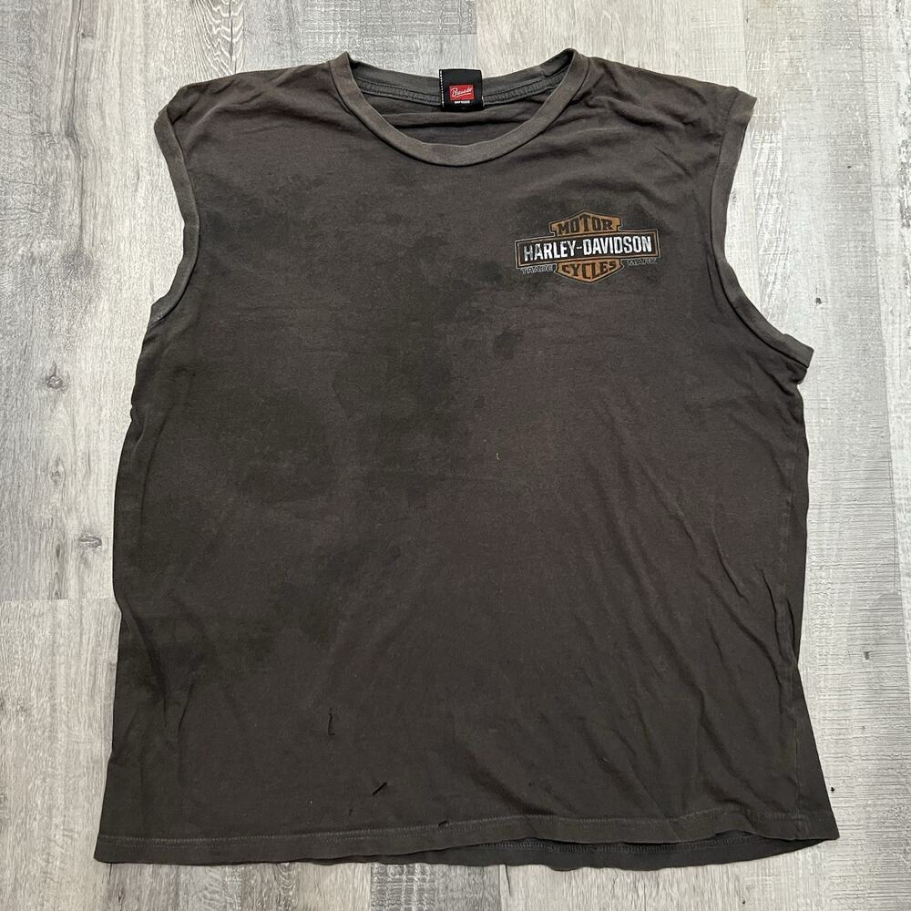 Harley Davidson Skull Thrashed Faded Motorcycle Biker Tank Top Shirt Mens XL